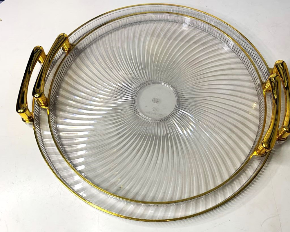 ROUND HANDLED RUBBER SERVING TRAY