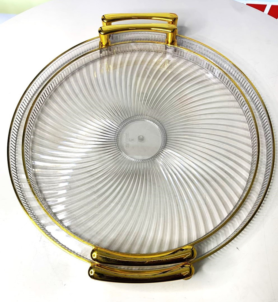 ROUND HANDLED RUBBER SERVING TRAY