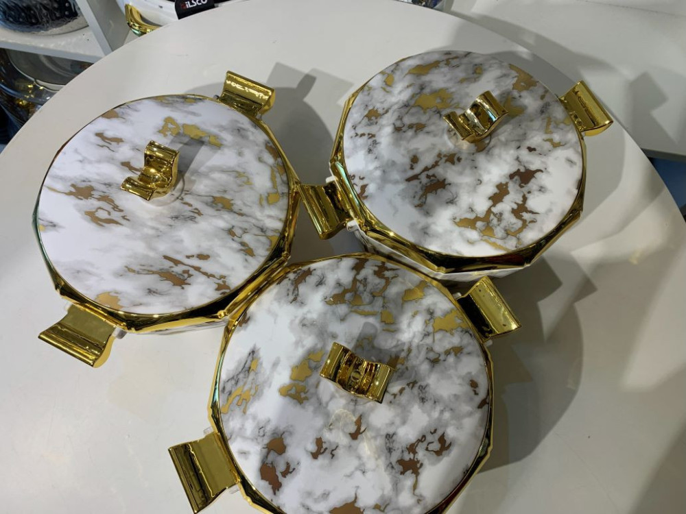 MARBLE EFFECT CASSEROLE WARMER