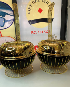 set of 2 black bowl stainless steel chafing dish